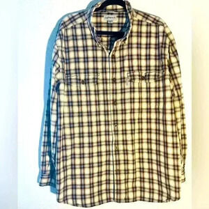 Men’s Carhartt Plaid Button Down Shirt Size 2XL 100% Cotton Brown & Tan